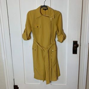 Sharagano Mustard Yellow Zip Up Jacket Dress 6